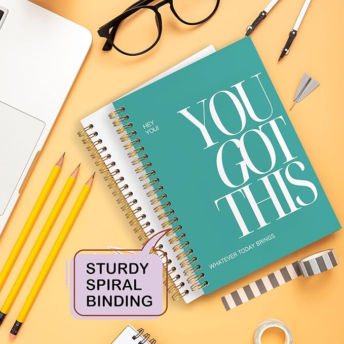 Yhtrg You Got This Inspirational Notebooks Journal, Green Motivational Spiral Journal Notebook for Women, Green Motivational Positive Notebooks for Office School Supplies, 5.5x8.3 Inch