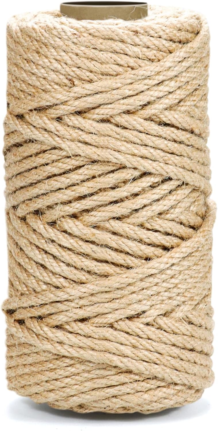 Twine String 5mm - Heavy Duty Natural Jute Twine Rope for DIY Crafts & Gardening | Eco-Friendly 164 Feet