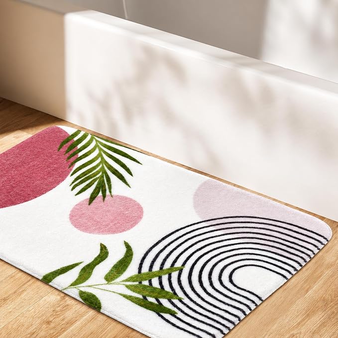 Bathroom Rugs Non-Slip Boho Bath Mat, Small Cute Bath Mat Soft Washable Bathmat Shower Rug for Bathtub Boho Decor