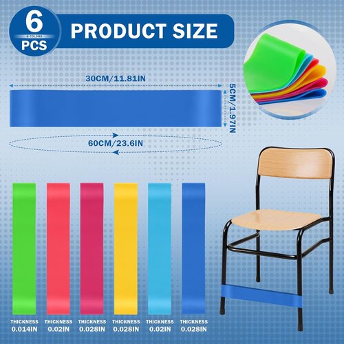 Skiennix 6 Pack Chair Bands for Kids - Fidget Relief Tools for ADHD & Autism | Enhance Focus at Home & School