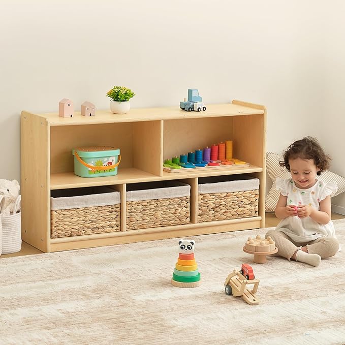 OOOK 5-Compartment Wooden Storage Cabinet, Montessori Shelf for Toy Organizers and Storage, Kids Classroom Organizer, Playroom, Daycare and Preschool Shelf