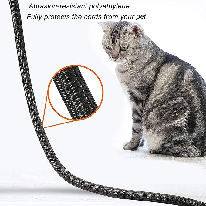 CrocSee 25ft - 1/4 inch Braided Cable Management Sleeve Cord Protector - Self-Wrapping Split Wire Loom for TV/Computer/Home Theater/Engine Bay - Black
