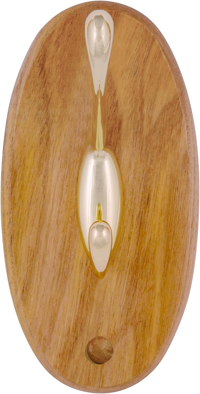 Design House Dalton Double Robe Hook, Wall Mount, Wood, Honey Oak, Easy Installation, 3.1 in H x 3.74 in W x 2.64 in L, Item 561217