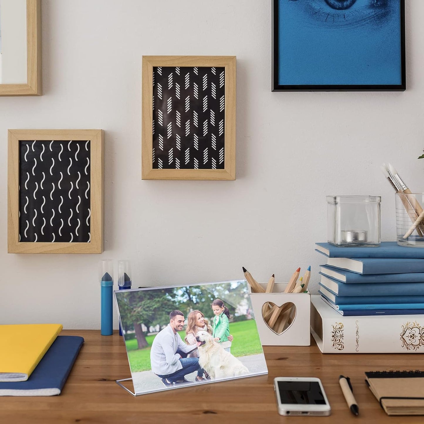 Soaoo Acrylic Picture Frames - 50 Pcs Clear 4x6 Inch Horizontal Display Stands for Home & Office