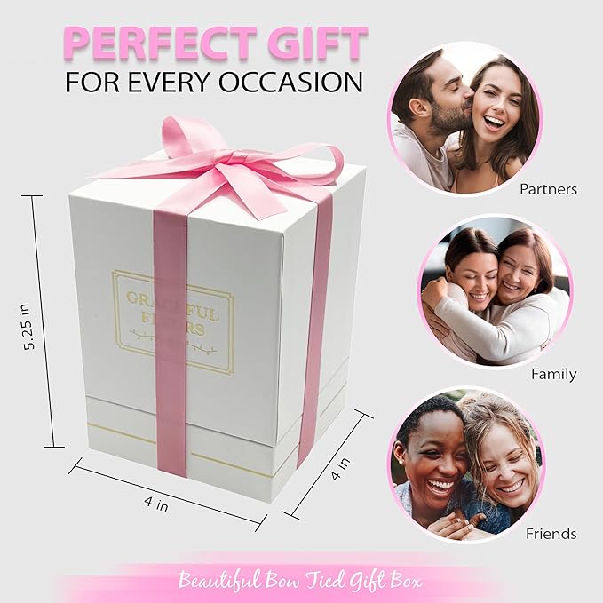 Graceful Fleurs | Real Long Lasting Roses for Years | Preserved Fresh Flowers for Delivery Birthday | Birthday Gifts for Women | Forever Roses in a Box (Pink, White Box, 4 Roses)