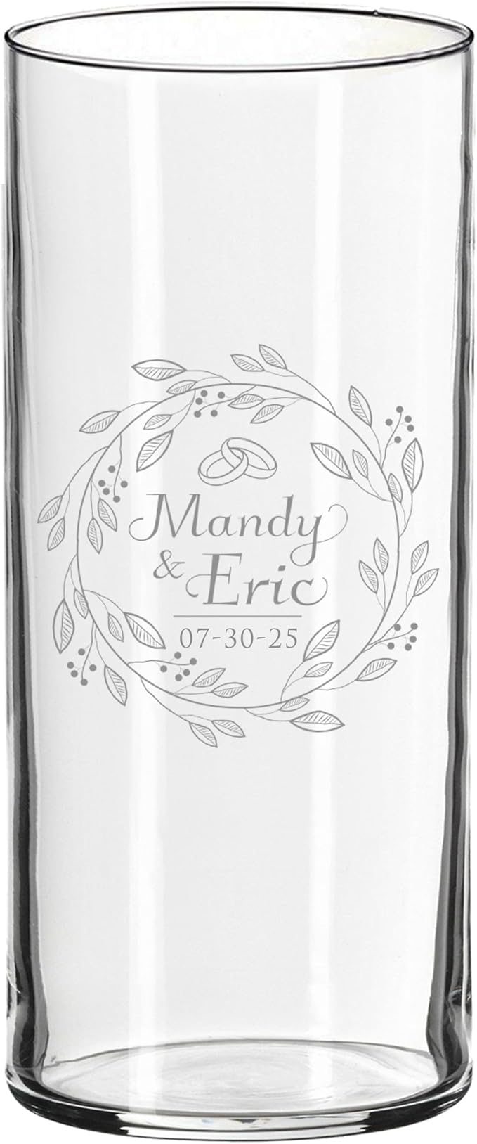 My Personal Memories Custom Etched Glass Flower Vase - Personalized with Your Text for Weddings, Valentine's, Mother's Day, Couples, Anniversaries, Birthdays, Gifts (Couples Style)