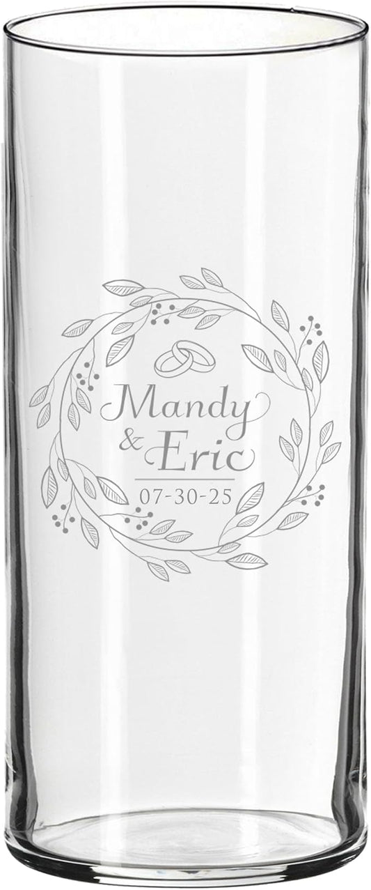 My Personal Memories Custom Etched Glass Flower Vase - Personalized with Your Text for Weddings, Valentine's, Mother's Day, Couples, Anniversaries, Birthdays, Gifts (Couples Style)