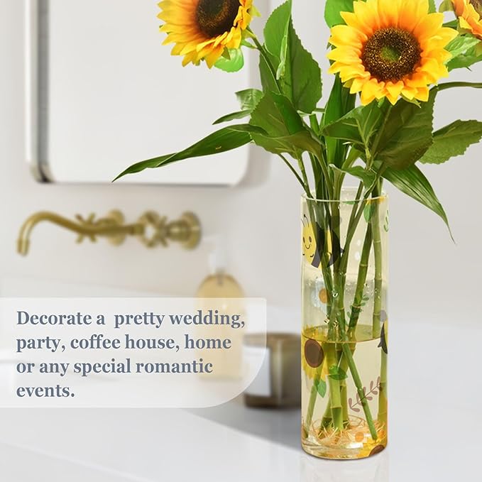 Vase Plastic Vase Elegant Cylinder Flower Vase Shatterproof Decorative Centerpiece for Home Table Office Weddings Events (11.8 x 3.9 in)