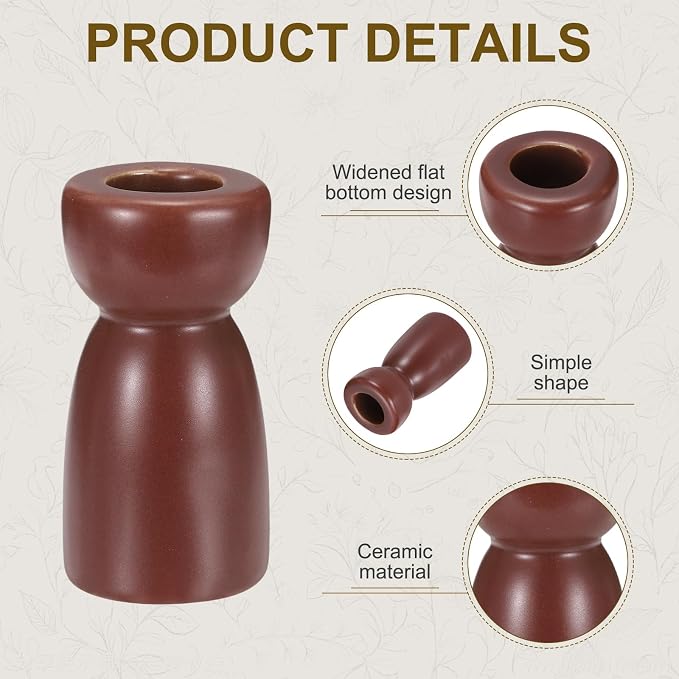 uxcell 2 Pack Candlestick Holder Dark Red Ceramic Taper Candle Holder Candle Stand Holders Modern Style Decoration for Centerpiece Tabletops Anniversary
