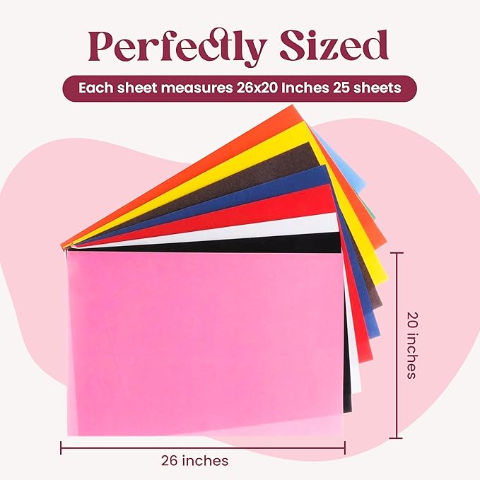 Gift Tissue Paper for Gift Bags - Tissue Paper Bulk | 25 Assorted Colors 200 Sheets 20x26 Inch | Premium Quality Bold Colored for Crafts, Wrapping, Packaging, Birthday, Holiday, Christmas