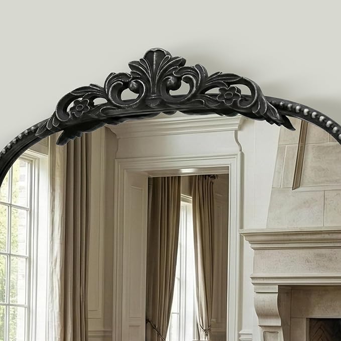 Micasso Full Length Black Mirror: 21''x56'' Baroque Antique Floor Long Body Mirror - Traditional Ornate Vintage for Wall/Dressing Room/Bedroom/Cloakroom/Entryway - Home Decor for Living Room