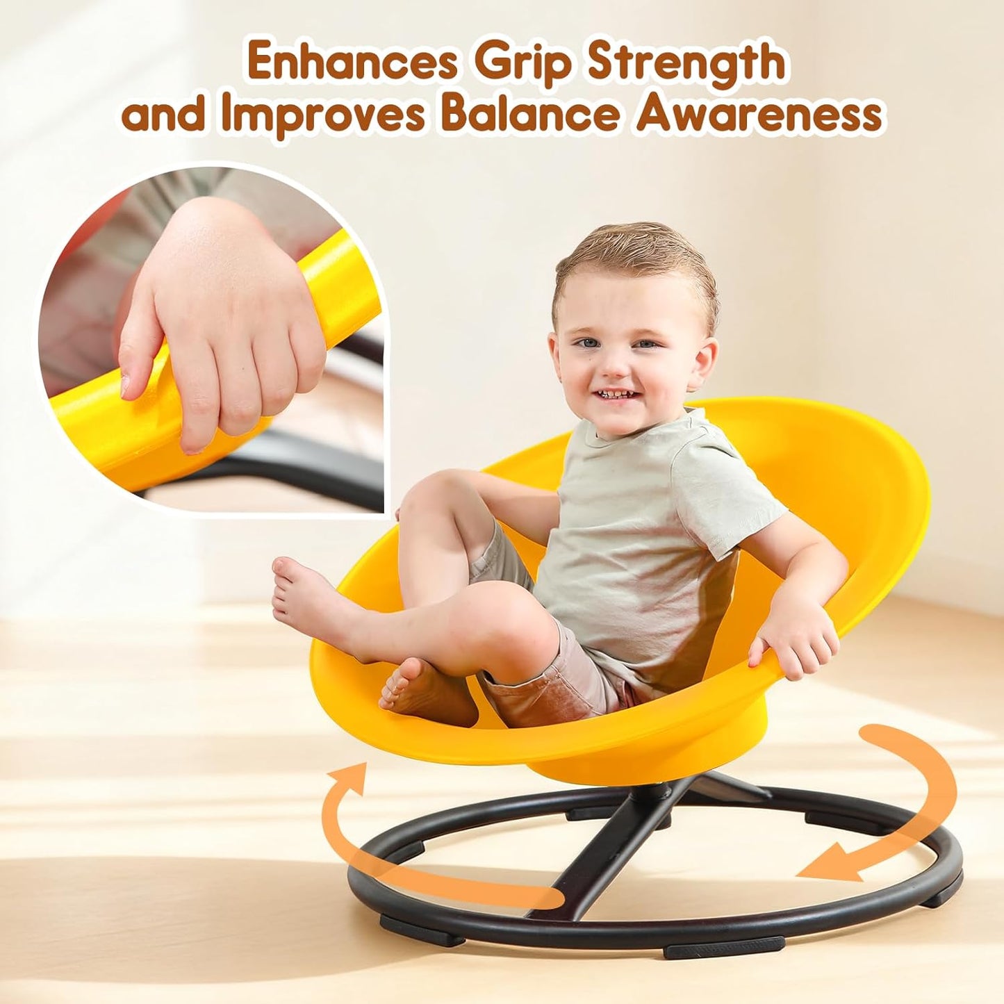 Skiennix Spinning Chair - Sensory Swivel Toy for Kids 3+ | Enhances Motor Skills (Yellow)