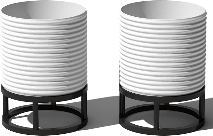 Veradek Mod Series Raised 13" Short Planter for Patio & Backyard | Durable Plastic-Stone Material w/Wooden Stand | Modern Décor for Plants & Flowers