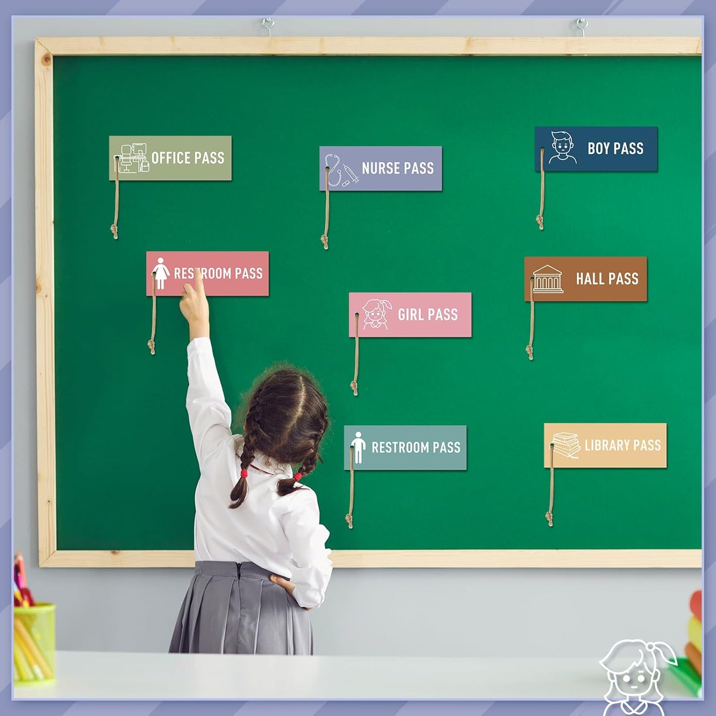 Tellegloww Magnetic Hall Pass Set - 8 Reusable Waterproof Passes for Kids | Classroom Decor