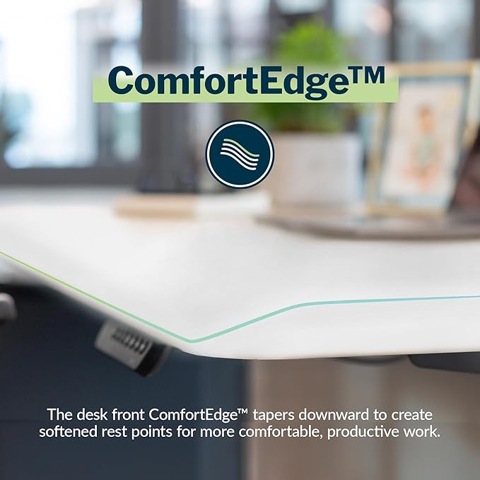 Vari ComfortEdge 48x30 Inch Electric Standing Desk – Height Adjustable Sit Stand VariDesk with Memory Presets, Sloped Edge, 220 LB Capacity + Tool-Free Assembly (White)
