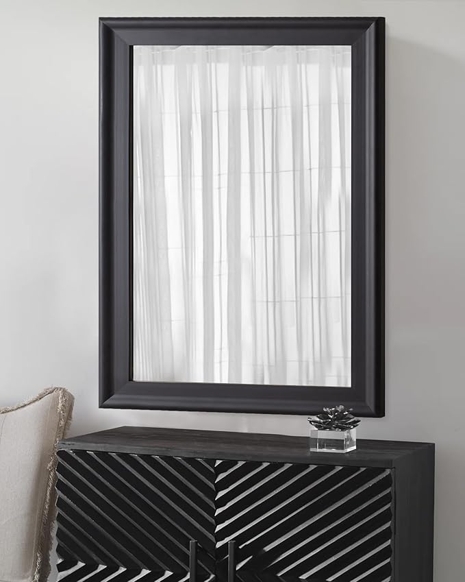 CULER Black Wood Wall Mirror for Bathroom,Rectangle Large 30 x 40 inch Hanging Vanity Black Mirrors with Wooden Frame for Living Room,Bedroom,Entryway