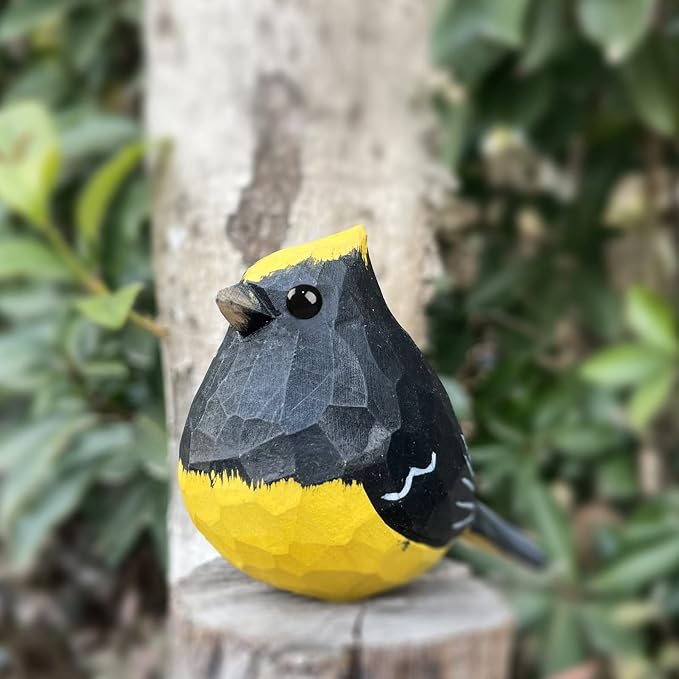 Bird Figurines Hand Carved Painted Wooden Statues for Home Decor, Gift for Bird Lovers,Housewarming, Birthday, Christmas, Anniversaries (NO.19-Sultan tit)