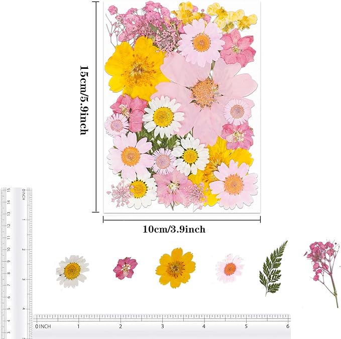 30Pcs Dried Pressed Flowers Bulk Dried Flowers for Crafts, Dry Flowers for Resin Molds DIY Scrapbooking Candle Jewellery Making (Pink)