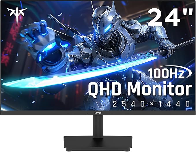 KTC 24 Inch QHD 2560x1440 IPS Computer Monitor, 100Hz Zero-Frame 2K Gaming Office Monitor, Adaptive Sync, HDR10, VESA, Tilt Adjustable, Low Blue Light, DisplayPort, HDMI, H24T27