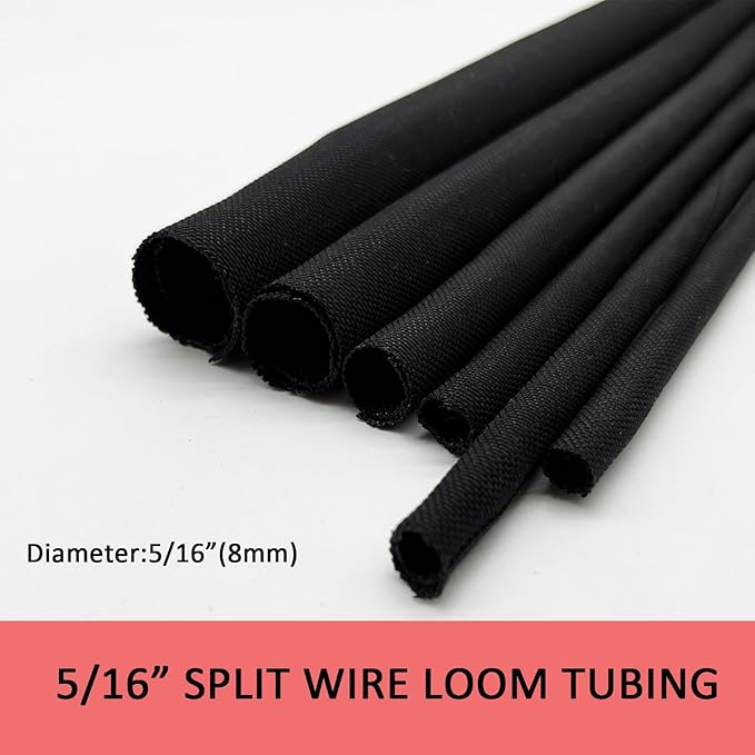 Braided Split Wire Loom Black Wire Cover Protective Harness Tubing Cable Management Self Wrap Cord Sleeve Mesh Woven 5/16"-60ft