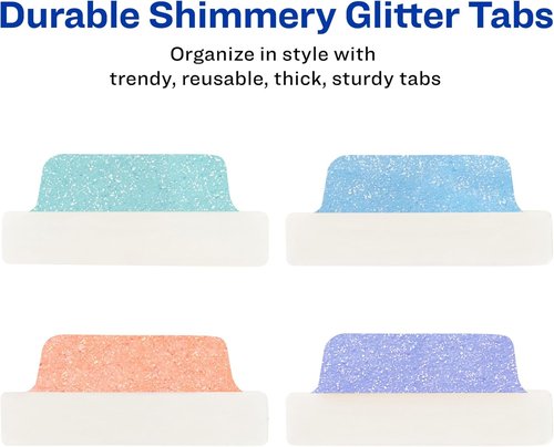 Avery Margin Ultra Tabs - 2.5" x 1" Pastel Sparkle Shimmer Designs | 16 Repositionable Page Tabs