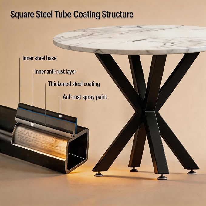 FUSHIAIPTC Metal Table Legs 28 Inch, Artistic Heavy Duty Dining Table Base with Suction Cups & Pre-Drilled Holes, Fits Glass Marble Wood Tops, DIY Desk Coffee Table Legs, 1000LBS Capacity, Black