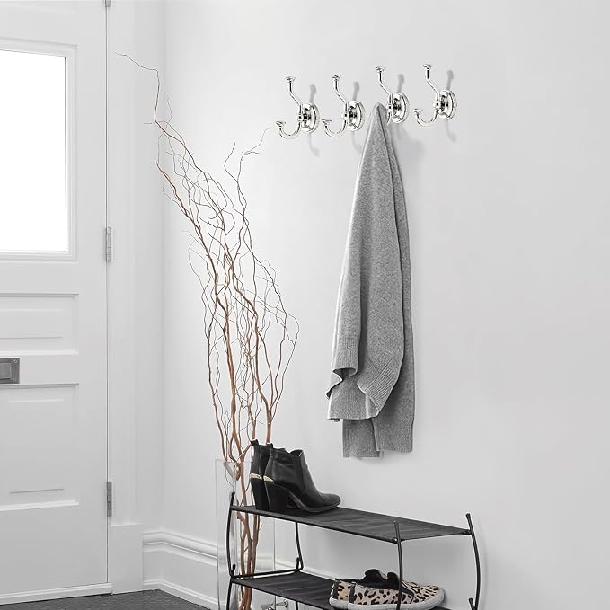 khtumeware 1 Pack 4-1/2 inch Zinc Alloy Vintage Wall Polished Nickel Large Coat Hooks Suitable for Tile, Wood Board, Glass Walls, Bathroom, Entrance Hall, Kitchen, Multi-Functional Robe Hooks