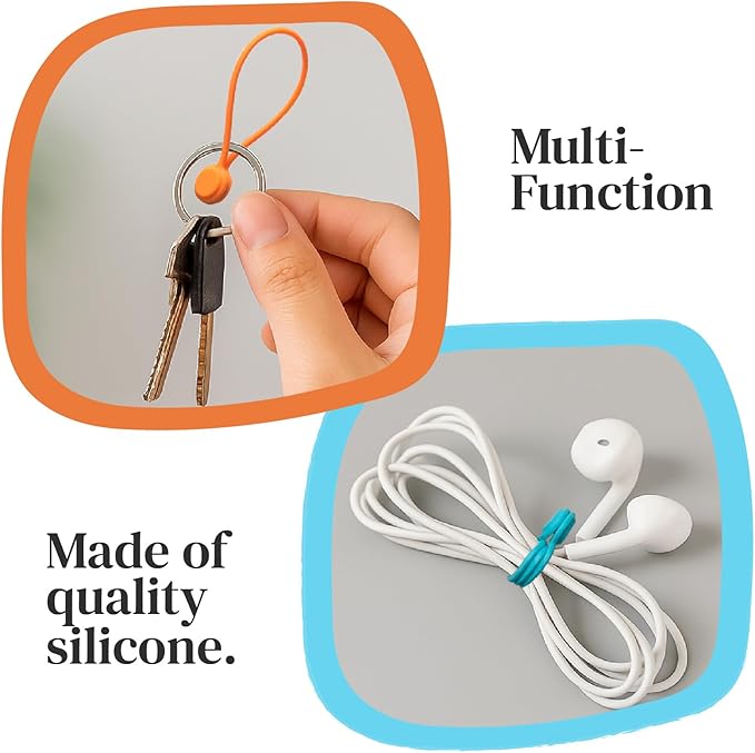Magnetic Cable Management Organizer | 12 Pack Reusable Cable Ties & Cord Holder with Magnetic Clips | Silicone Cable Ties & Cord Keeper for Smart Home Gadgets, Assorted Colors