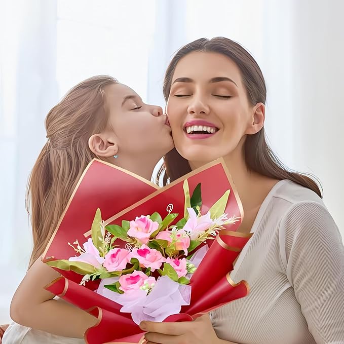 DEWJDFSC 20 Sheets Flower Wrapping Paper,Waterproof Floral Korean Bouquet Wrapping Paper, Florist Supplies, Suitable for Flowers Gift Packaging (Red-2)