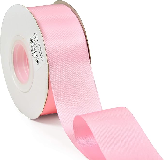 YAMA Pink Double Face Satin Ribbon 1 1/2 Inch 25 Yards Pink Fabric Ribbon for Gift Wrapping Crafts Hair Bows Wedding Party Decoration