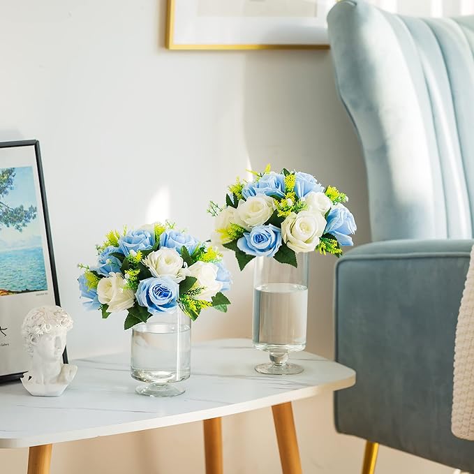 Flower Centerpieces for Wedding Tables: Wedding Table Decorations Blue & White Flower Balls Centerpieces for Engagement Cerebration Party Center Pieces 2 Packs