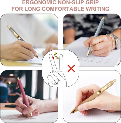 Linbsunne Ballpoint Pens - Black Medium Point 1mm with Super Soft Grip | 12-Pack for Men & Women