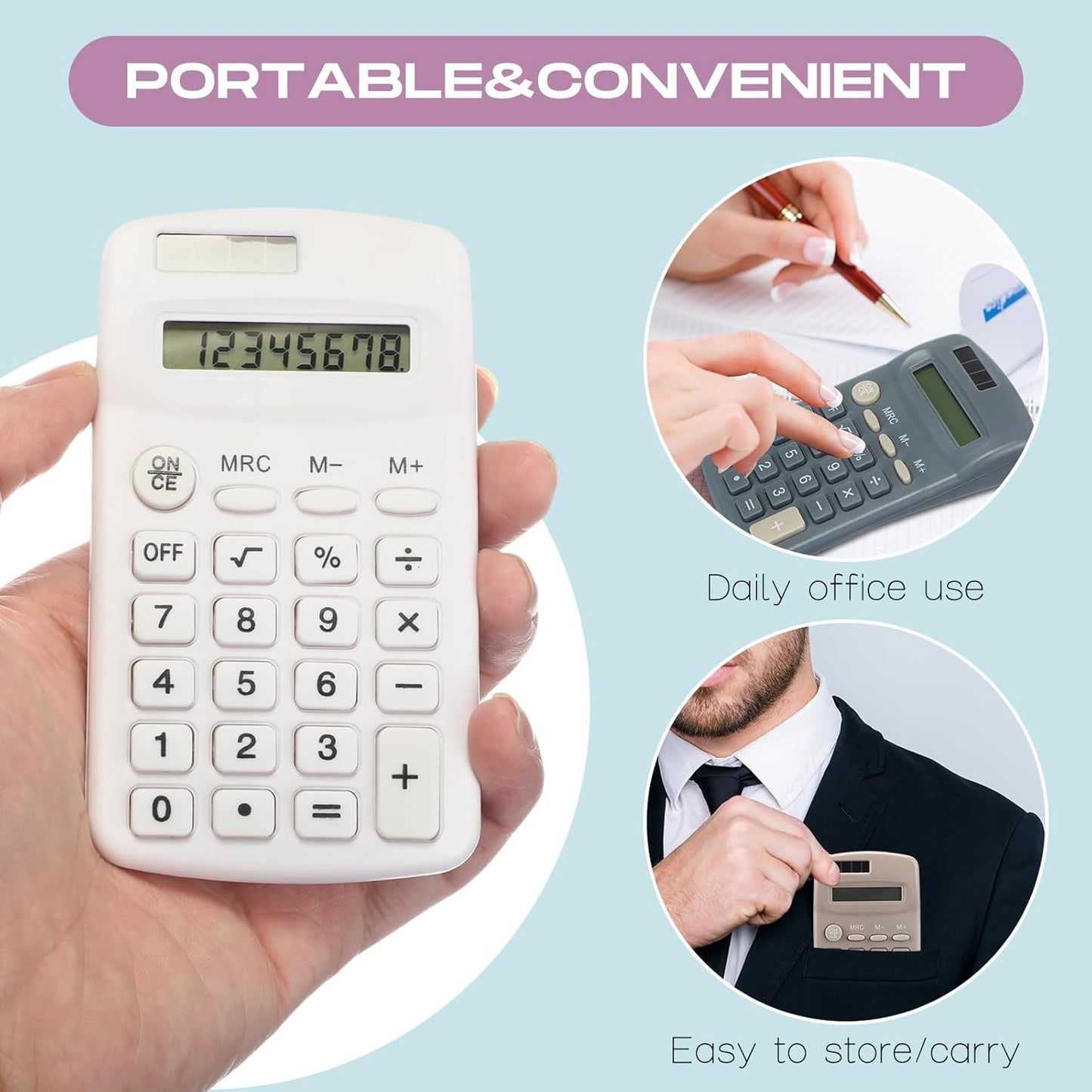 Skiennix Pocket Calculator - Compact 4-Function Mini Calculator for Students | 30 Pack, Multicolor