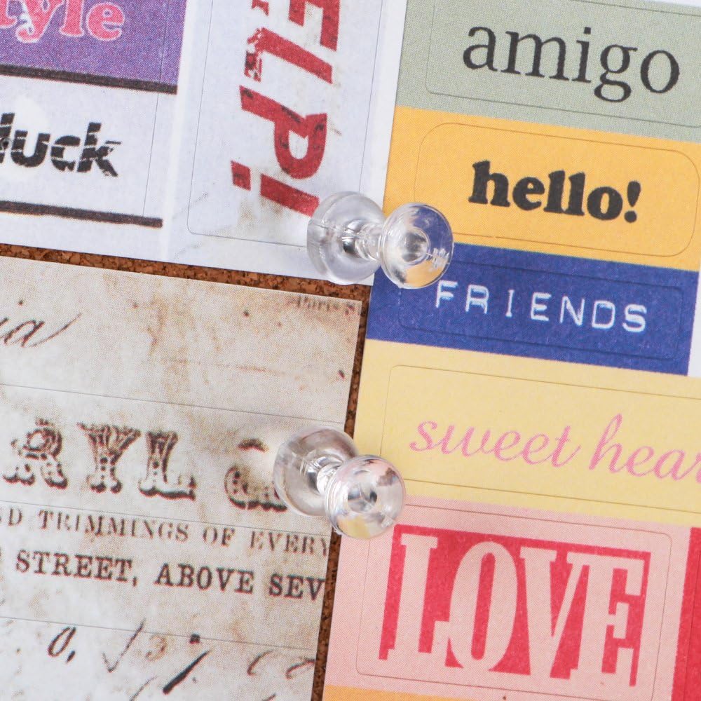 Yalis Push Pins - 600 Count Clear Thumb Tacks with Steel Points & Durable Plastic Heads