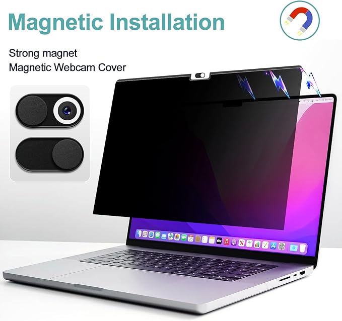 Privacy Screen MacBook Pro 14 Inch (2021-2025, M1, M2, M3, M4, M5, Pro, Max), Magnetic Removable Matte Anti Blue Light Glare Filter 14in Privacy Screen Protector Compatible with Mac Pro 14.2" Laptop