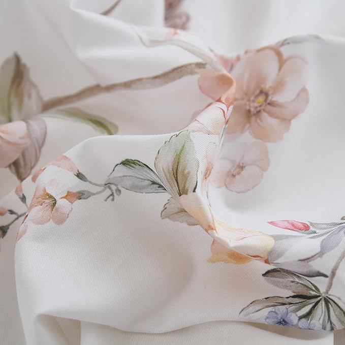 100% Cotton Duvet Cover King Size – Elegant French Romantic Floral Duvet Cover Set with Zipper Closure, 3-Piece Soft Breathable Durable Percale Cotton Bedding Set for All Seasons