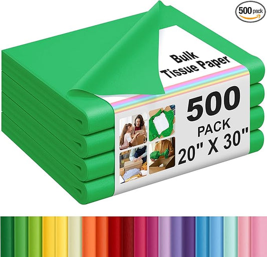 Qilery 500 Sheets Christmas Dark Green Tissue Paper Bulk for Gift Bags 20 x 30 Inch Acid Free Decoupage Packaging Wrapping Paper Sheets for Christmas Decoration DIY Crafts, Packing Supplies for Moving
