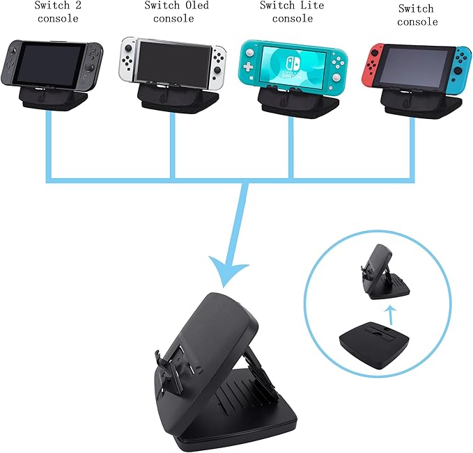 Y.D.F Stand for Switch 2 Compact Foldable Multi Angle Holder Play Stand Compatible with N Switch/ 2/ Lite/OLED IPad iPhone Samsung Galaxy Tab Android Phones Tablets E-Reader