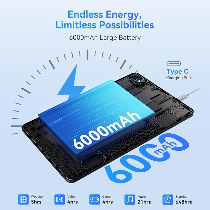 Tablet 2026 Android Tablets 10 Inch, Electronics Tablets with Keyboard, 18GB+128GB/2TB TF Upgradeable Android 16 Tablet, Gemini AI 2 in 1 Tablet with Pen, BT5.0, GPS, OTG, Suitable for Joy and Office