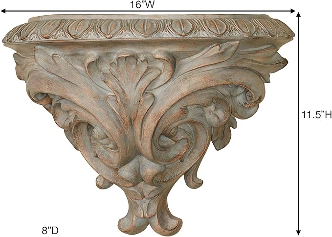 Touch of Class Clareville Gray Acanthus Leaf Wall Shelf