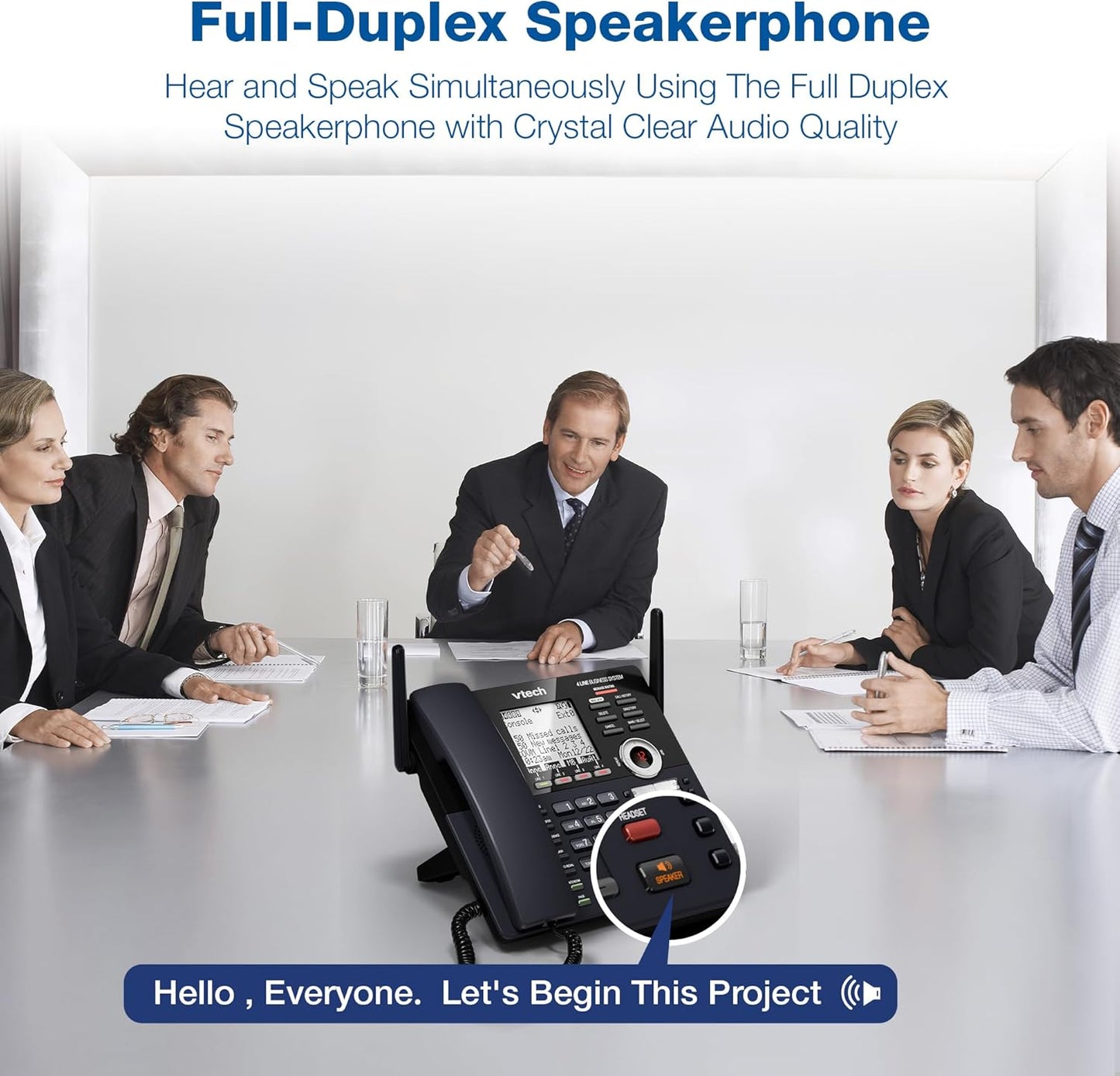 VTech AM18447 4-Line Small Business Phone System - Expandable to 10 Stations, Digital Answering Machine & Intercom, Black