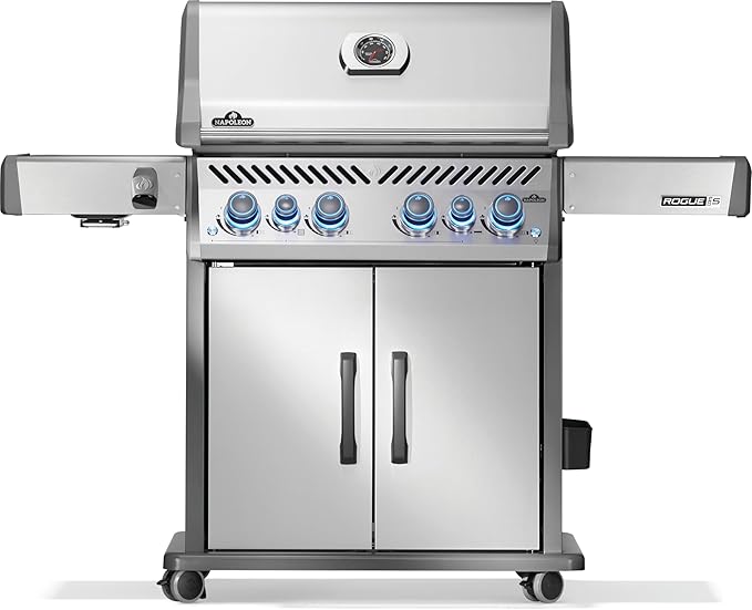 Napoleon Rogue PRO-S 525 Natural Gas Grill with Infrared Side and Rear Burners, Stainless Steel, Durable 6-Burner Cooking Surface