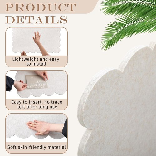 Mooliwe Scalloped Felt Bulletin Board - 36 x 18 Inches Foldable Beige Cork Board Alternative