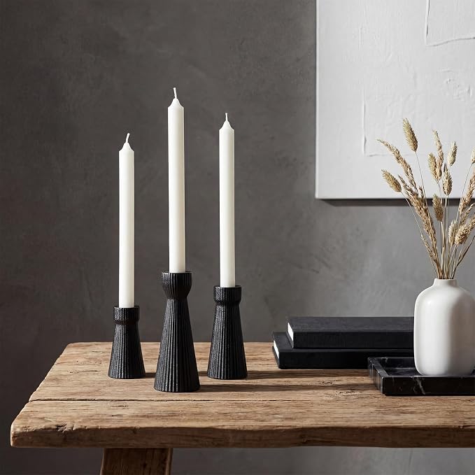 Mumufy 6 Pcs Black Taper Candle Holders for Candlesticks Ceramic Candle Stick Modern Decorative Candlestick Stand for Wedding Table Centerpiece Dinner Desktop Decoration Housewarming Gift