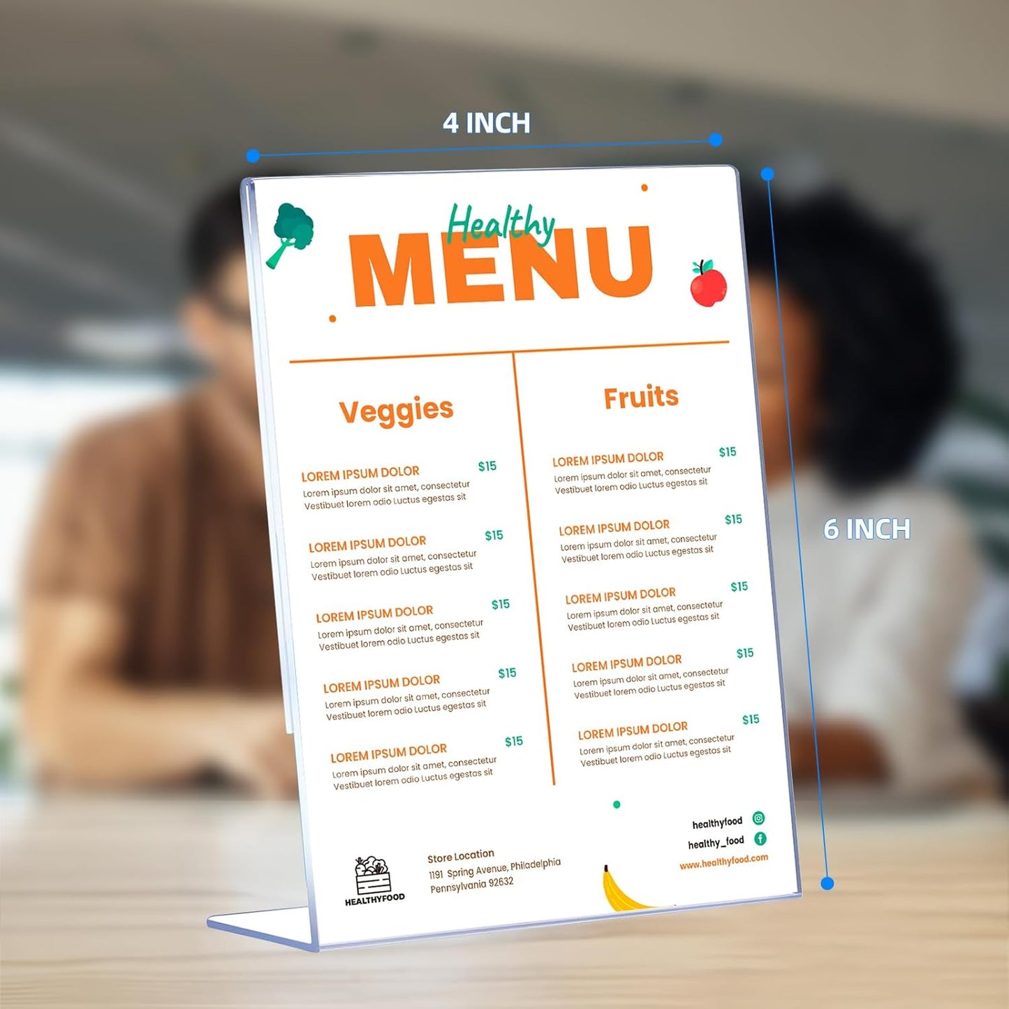 Slanted Back Acrylic Sign Holders 4x6 - 12 Pack Clear Tabletop Display Stands with Anti-Slip Pads for Menus & Flyers
