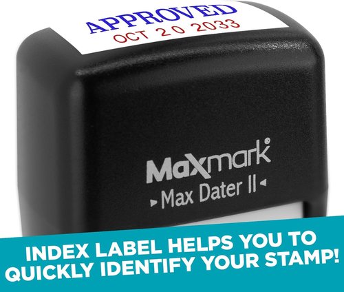MaxMark Self-Inking Rubber Date Office Stamp - Red Ink with Scanned Phrase & 12-Year Band