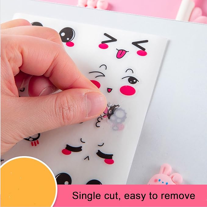 360Pcs Cute Cartoon Face Stickers for for Halloween, Christmas and Valentine's Day Daily Life, Expression Stickers with Colorful Eyes Nose Mouth Creative Stationery Sticker(Cute)