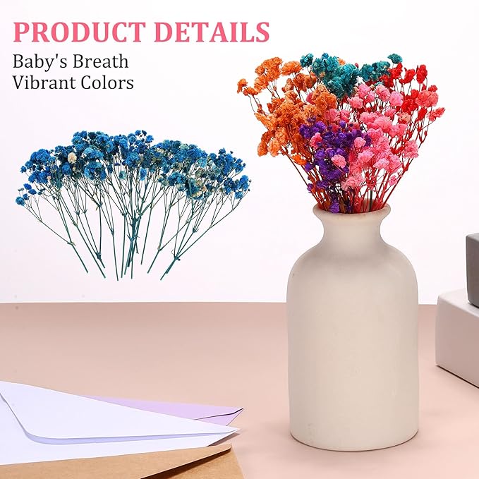 PATIKIL Mini Dried Gypsophila Flower Kit, 30Pcs 4 Inch Dark Blue Natural Pressed Floral Bundles with Tweezer for DIY Resin Crafts Gift Wedding Christmas Card Decor Flower Bouquets