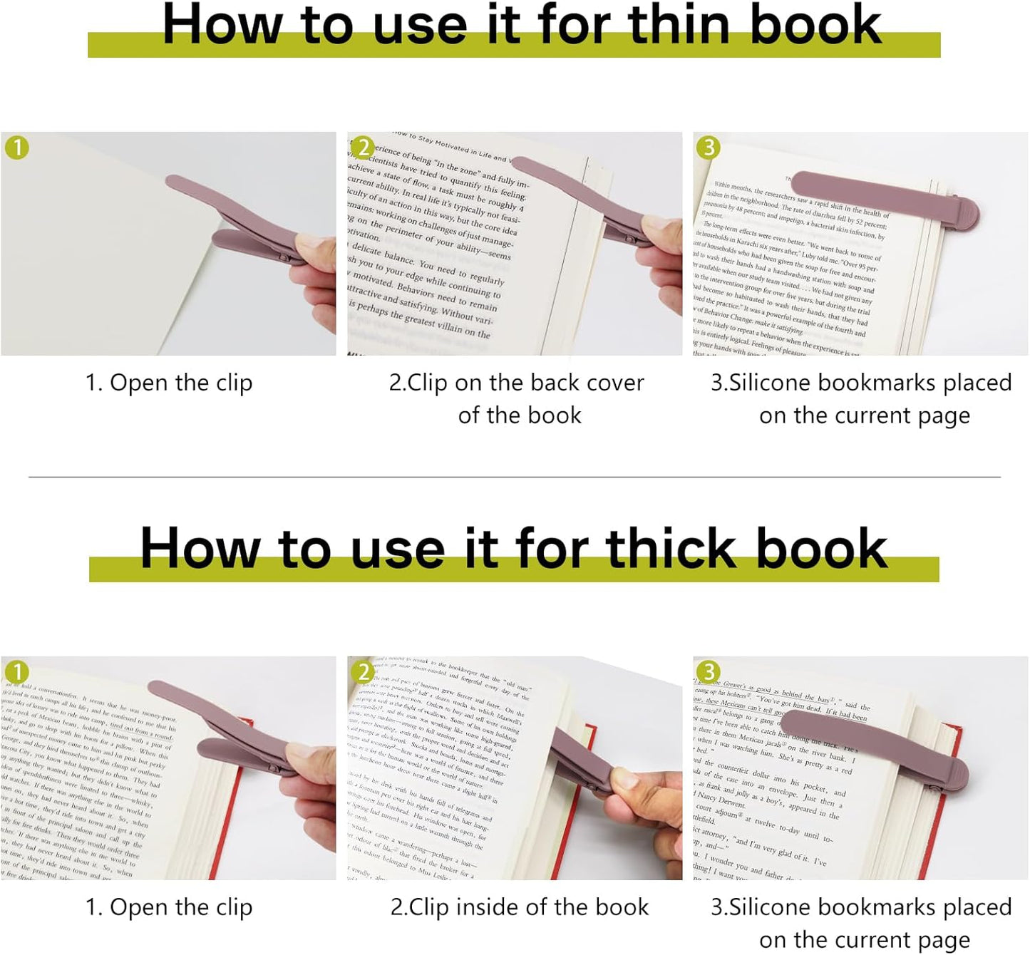 SMUK Automatic Silicone Bookmarks - 3pcs Cute & Unique Reading Accessories for Book Lovers