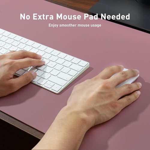 Aothia Leather Desk Pad Protector - Non-Slip PU Leather Blotter | Waterproof Office Mat (Dark Pink, 36" x 17")